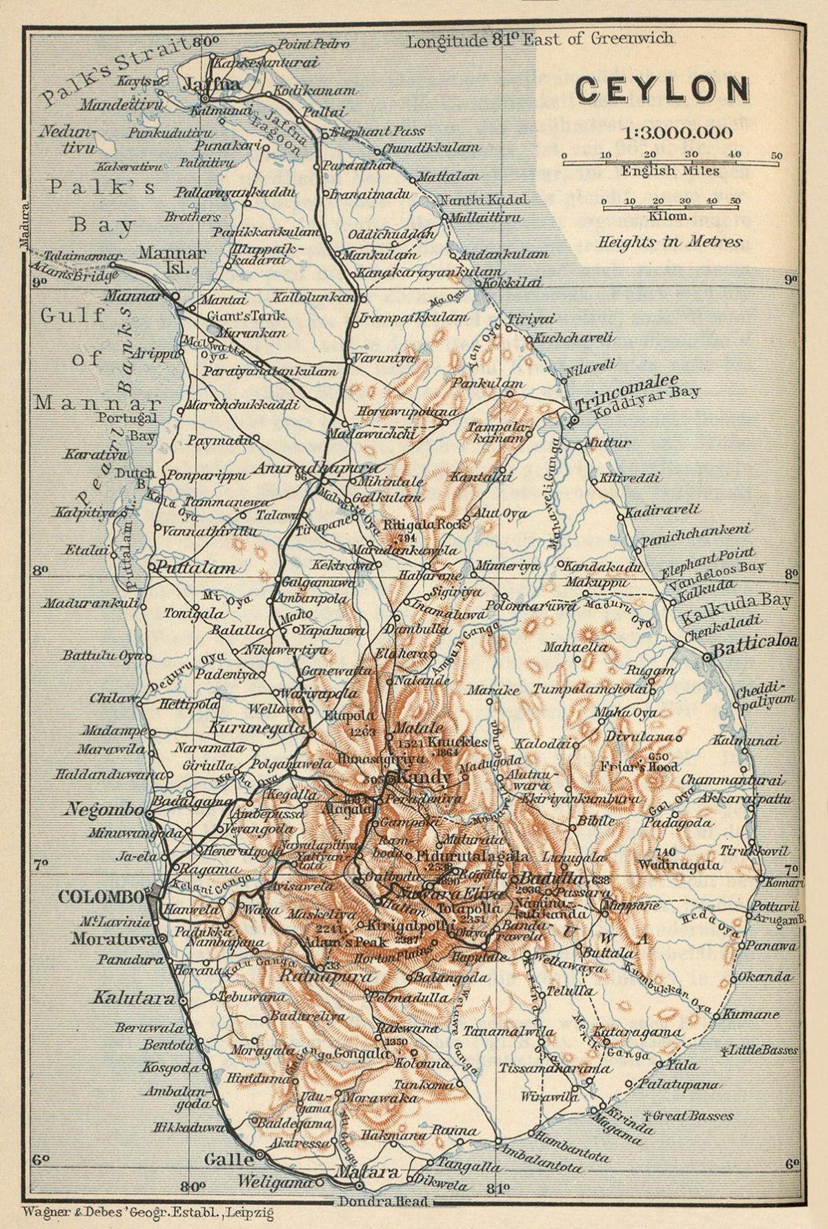 Ceylon na mapi