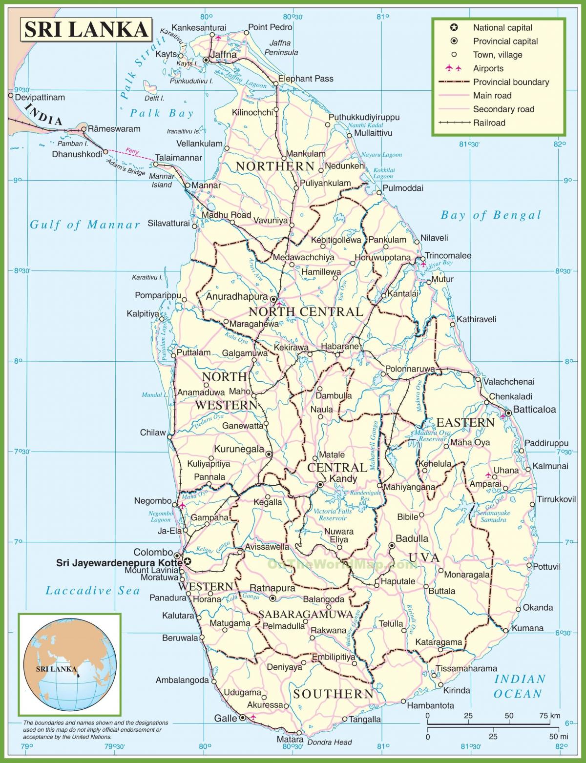 mapa na Šri Lanke