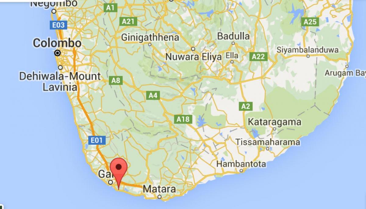  mapa na jugozapadu Šri Lanke