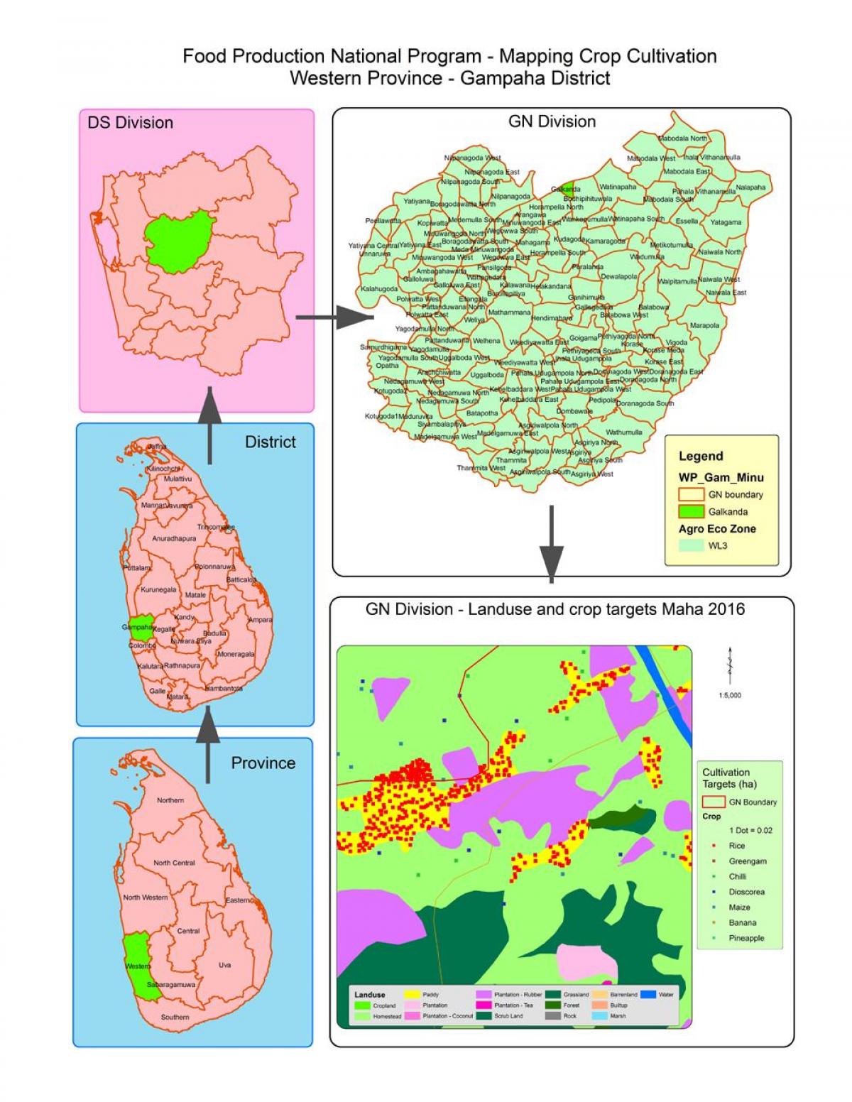 mapa uzeli divizija mapu Šri Lanke