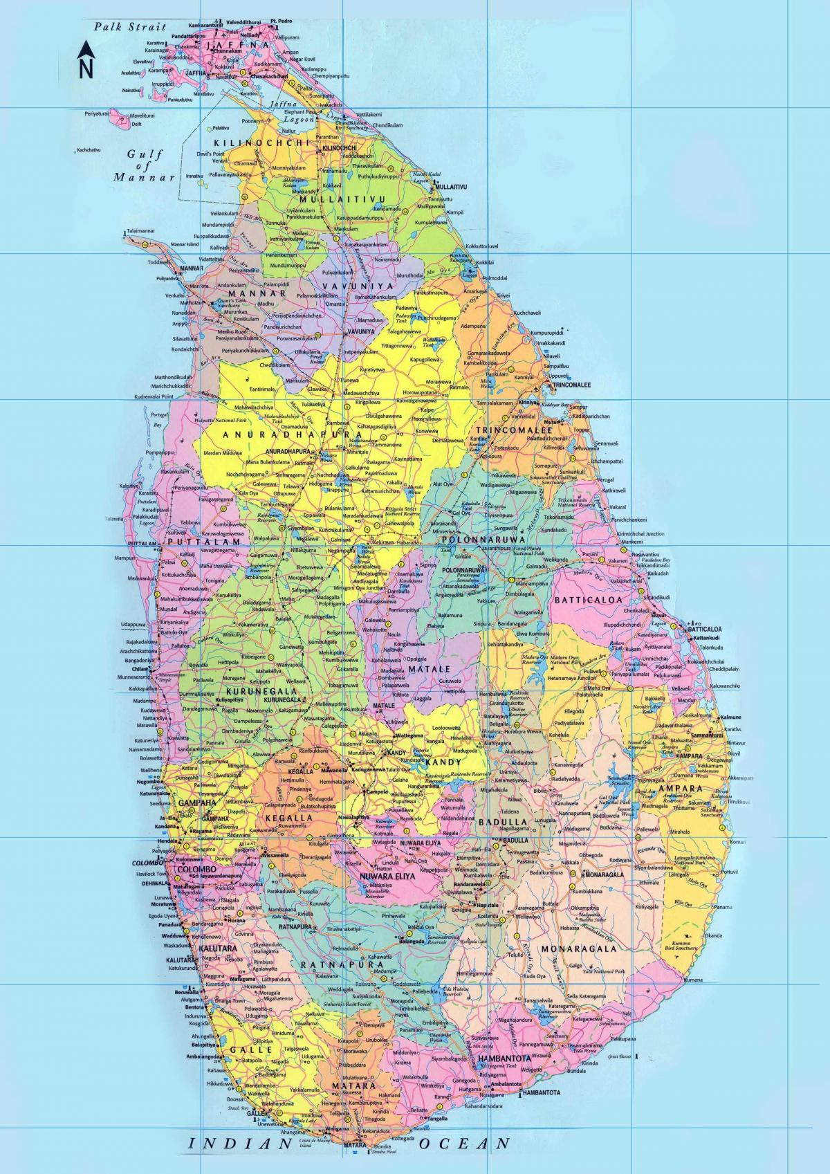 detaljne karta iz Šri Lanke sa ceste