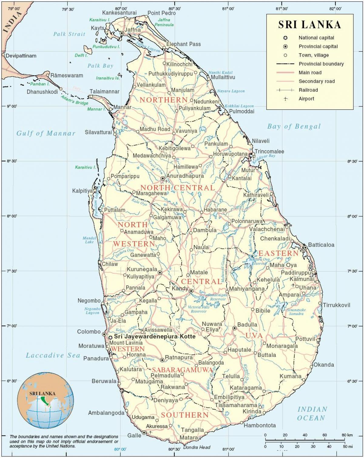 Šri Lanke mapu hd
