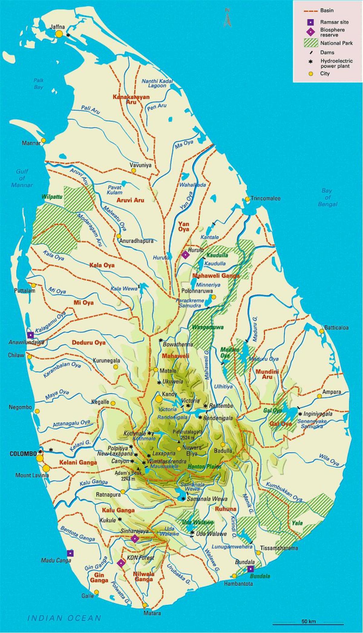 Šri Lanke rijeke kartu u tamil