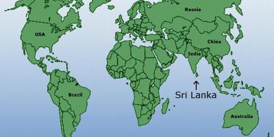 Svijet mapa pokazuje Šri Lanke