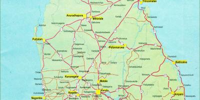 Karta iz Šri Lanke mapu s udaljenosti