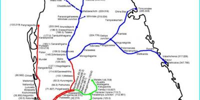 Željezničke put mapu Šri Lanke