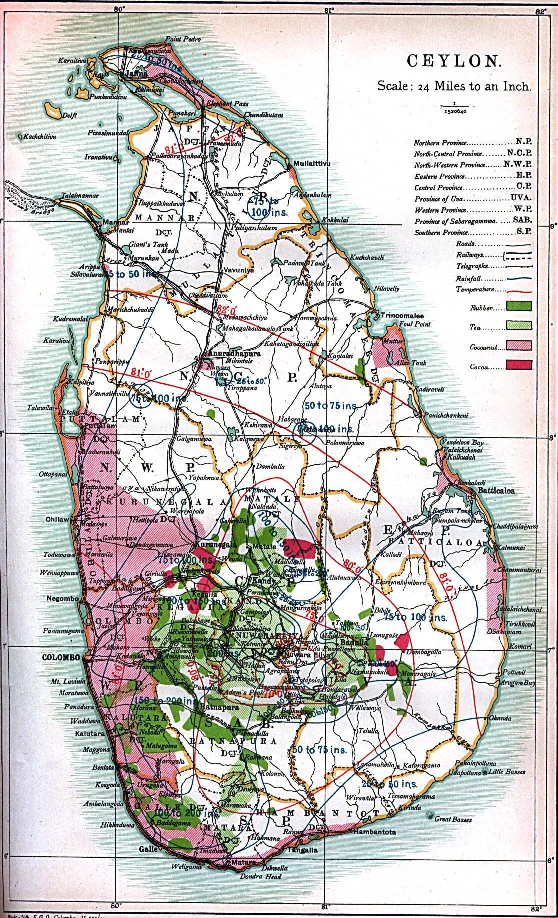 mapa na Ceylon Šri Lanke