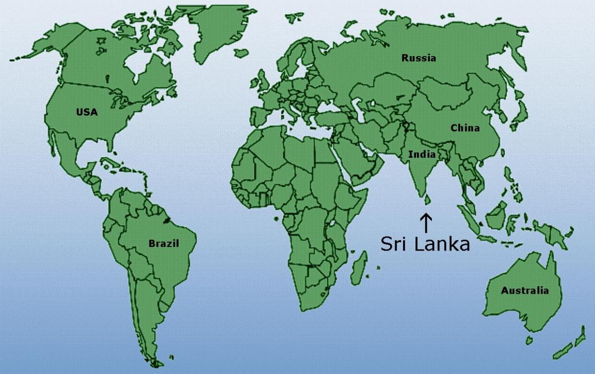 svijet mapa pokazuje Šri Lanke