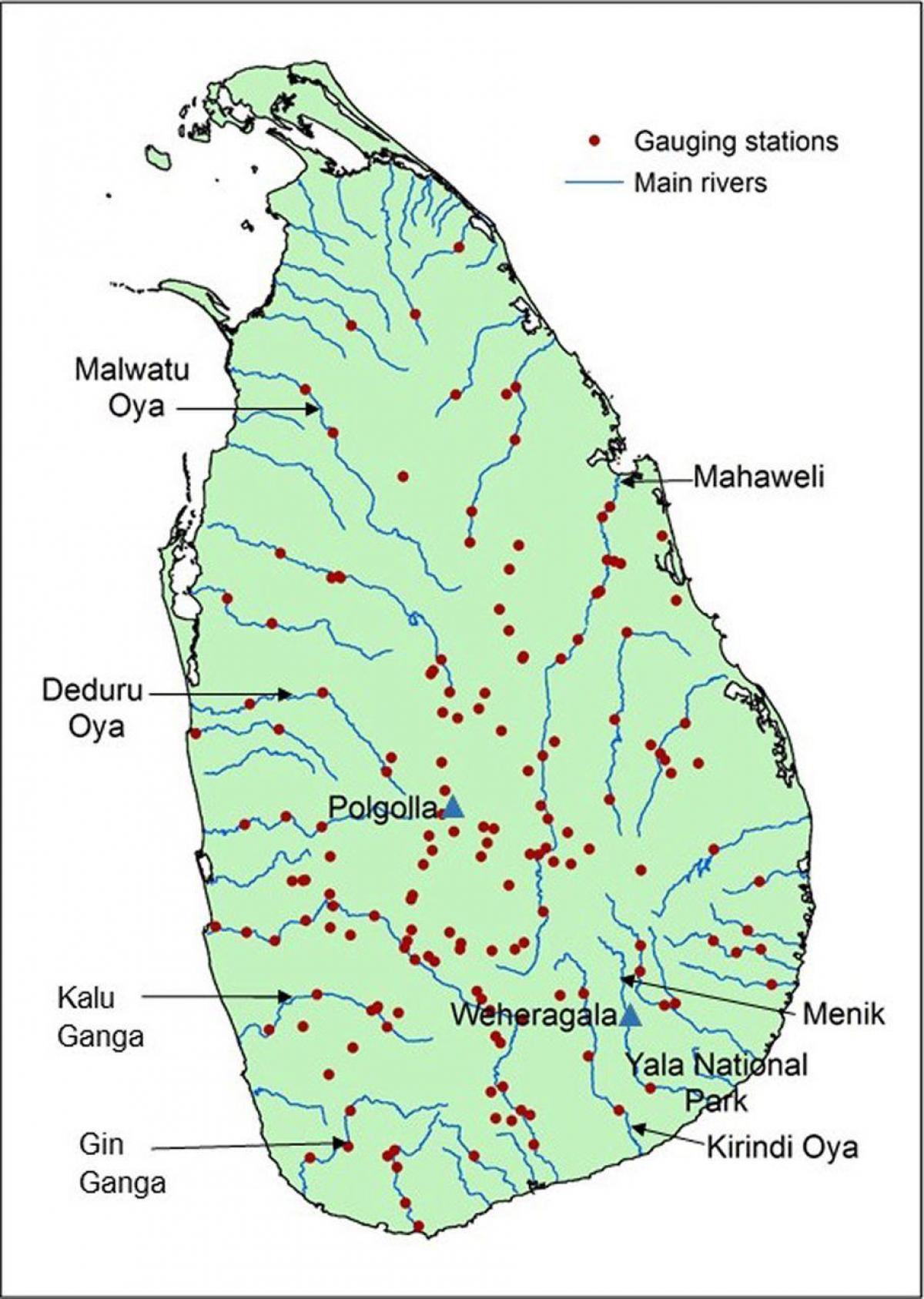 rijeku mapu Šri Lanke