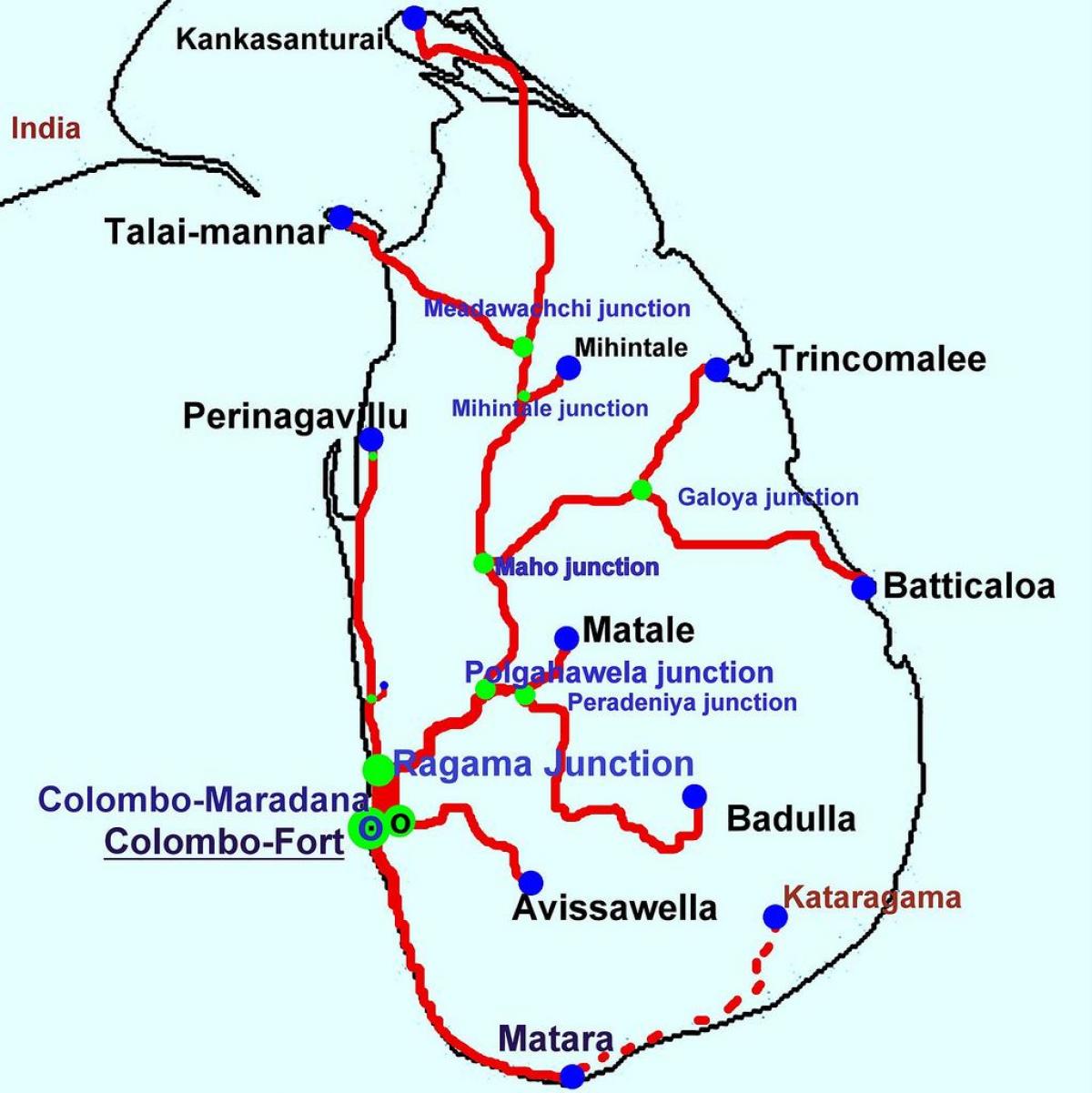 vozove u Šri Lanke mapu