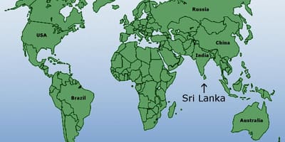 Svijet mapa pokazuje Šri Lanke
