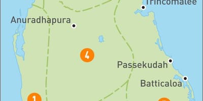 Karta iz Šri Lanke regionima