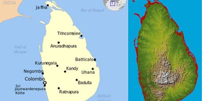 Karta iz Šri Lanke topografske