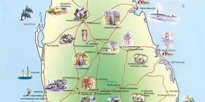 Turističke atrakcije Šri Lanke mapu