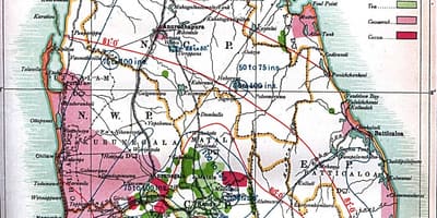 Mapa na Ceylon Šri Lanke