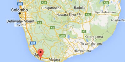  mapa na jugozapadu Šri Lanke