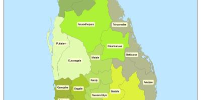 Okružni u Šri Lanke mapu
